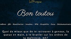 good doggy, stroke it while i humiliate your tiny cock!