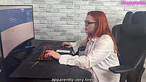 Woke by stepmom's dirty talk and pierced tits, wanna learn trading in her sexy work pussy play?