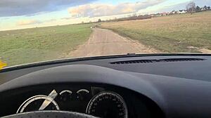 hey german green eyed teen bitch gets picked up by stranger for car fuck and swallows his load