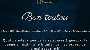 good doggy, stroke it while i humiliate your tiny cock!