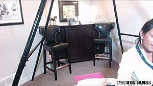 maxine x rides dildo deep in college uniform soaking her asian pussy