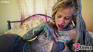 Tattoo Goth Punk Fingers Pussy and Ass Then Toys Anal Gape Prolapse