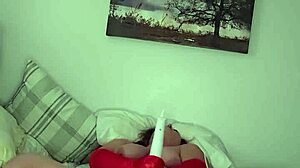 scarlett knight naked solo vibes with red gloves and toys