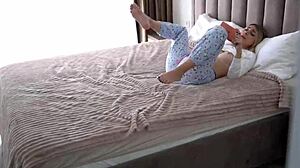 Stepdaughter watches porn seduces stepdad begs creampie pounding