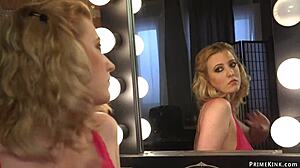 busty blonde ties hubby for strapon domination torment fest