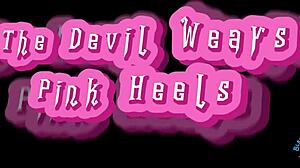 bleubrutalrose slips into pink heels and rams metal dildo up goth milf ass