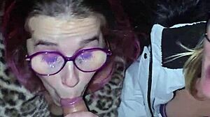 two sluts suck cock swallow cum in garden