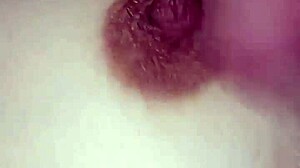 gretala shoves huge dildo cock between her massive tits