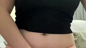 thrilled amateur crams panties into pierced puffy wet pussy masturbating wildly