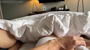 Stepmom shares bed and tight ass with horny stepson in taboo hotel fuck