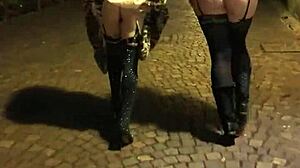 two sluts suck cock swallow cum in garden