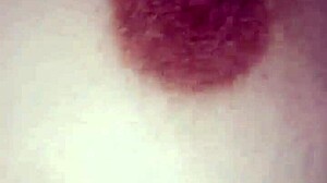 gretala shoves huge dildo cock between her massive tits