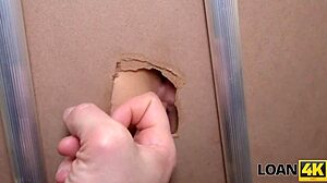 loan4k. tight shaved teen brunette's office glory hole adventure makes her pussy happy at work