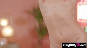 Skinny Brunette Pornstar Tiny Tits Exposes Hairy Pussy Up Close