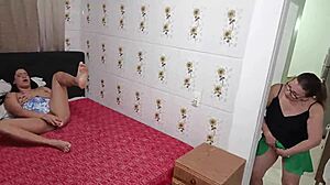 stepmom bursts in as stepdaughter masturbates in her bedroom alone