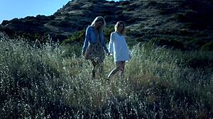 Two Blonde Lesbians Outdoor Doggystyle Anal Fingering Gaping