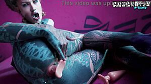 Tattooed goth stretches gaping asshole solo fisting juicy pussy young seductive alternative beauty!