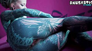 Tattooed goth stretches gaping asshole solo fisting juicy pussy young seductive alternative beauty!