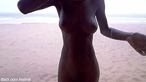 Skinny Ebony Village Girl Dances Naked In Rain