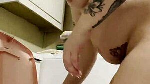 Chubby Dakota Marr Folds Laundry with Bare Fat Ass