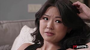 Brunette wife with big tits and ass takes monster BBC while husband watches threesome