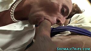 Ebony shemale takes huge cumshot load?