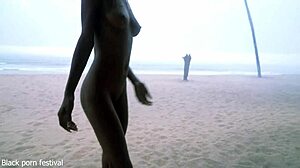 Skinny Ebony Village Girl Dances Naked In Rain