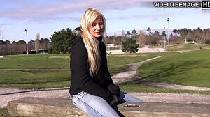 Lovely Blonde Angelique's First Nude Casting Tease Natural Tits 19yo