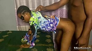 Petite ebony stepsis craves curvy black dick on bed