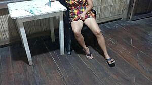 Sexy stepmom fingers pussy tits at ranch!