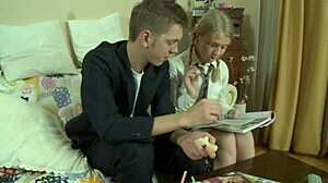 blonde teen sucks monster cock rides it cowgirl style deep