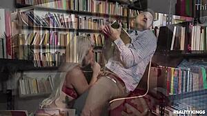 Sneaky Library Couple Deepthroat Doggystyle Spanking Session