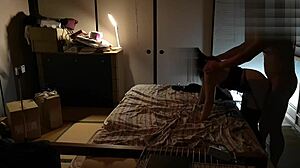 japanese stocking slut handjob finish from standing doggy