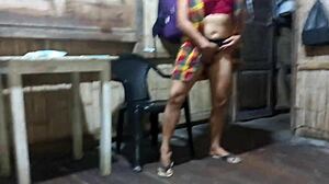 Sexy stepmom fingers pussy tits at ranch!