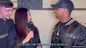 Street chick joins BBC threesome pounding!