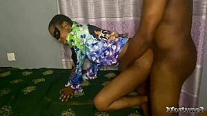 Petite ebony stepsis craves curvy black dick on bed