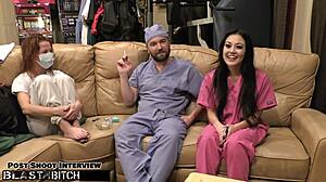 blaire celeste as nurse takes patient jizz blast.