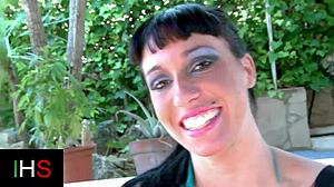 man that horny brunette with perfect tits got drilled outdoors good