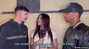 Street chick joins BBC threesome pounding!