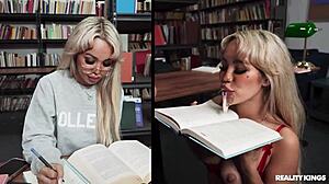 Sneaky Library Couple Deepthroat Doggystyle Spanking Session