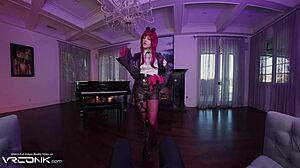 vr cosplay: skinny kafka rides caelus' huge cock in honkai star rail parody pt 1