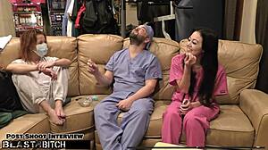 blaire celeste as nurse takes patient jizz blast.