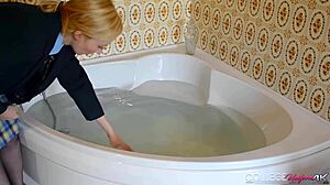 horny sophia smith flashes wet panties college uniform pussy