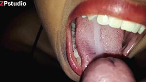 sexy susy gulps loads of cum after hot blowjob