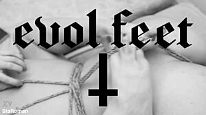 Bondage Lesbians Choke Deepthroat in Foot Dom Game