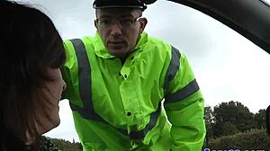 patrol cop catches me masturbating then fucks this mature hard