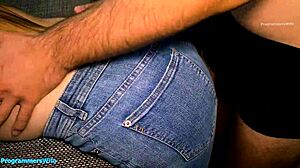 edging my huge cock then ripping jeans to cum on wife's big ass 😩💦👖
