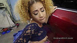 Ebony Spinner's Wild Car Shop Bang on Monster Cock!