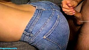 edging my huge cock then ripping jeans to cum on wife's big ass 😩💦👖