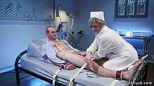 Huge Tits MILF Nurse Dominates Bound Patient with Strapon Anal Banging!